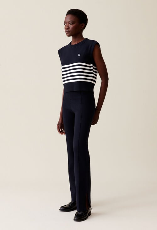 claudie Pantalon maille marine pour femme