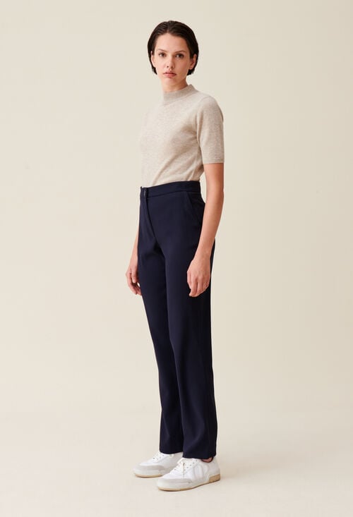 Claudie Pantalon Tailleur Bleu Marine Pour Femme