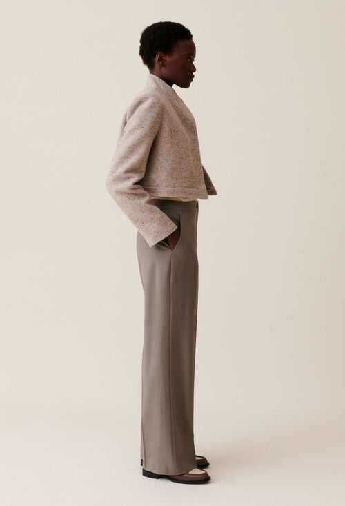 Claudie Pantalon Tailleur Droit Taupe Pour Femme