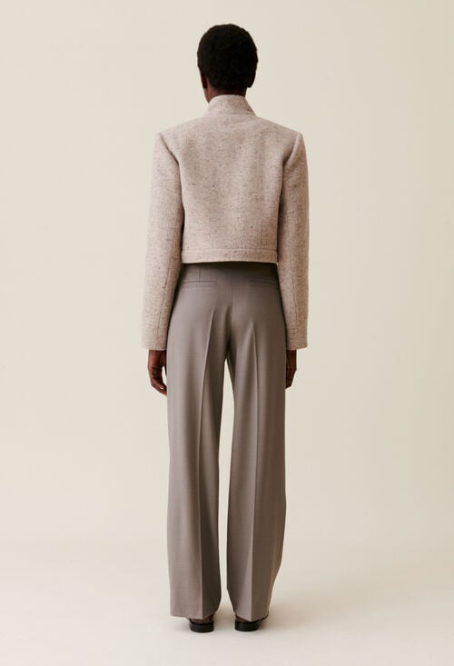 Claudie Pantalon Tailleur Droit Taupe Pour Femme