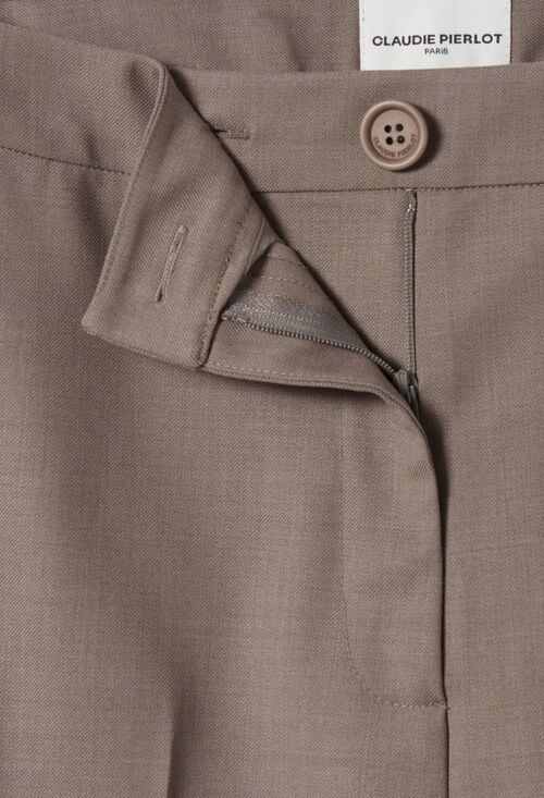 Claudie Pantalon Tailleur Droit Taupe Pour Femme