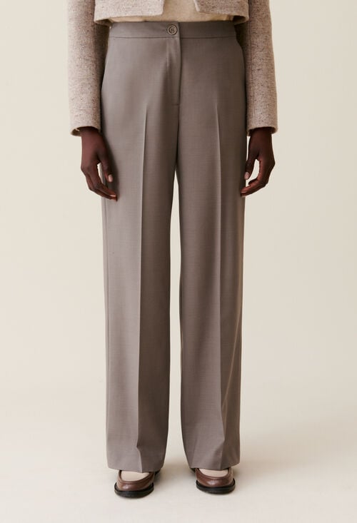 claudie Pantalon tailleur droit taupe pour femme