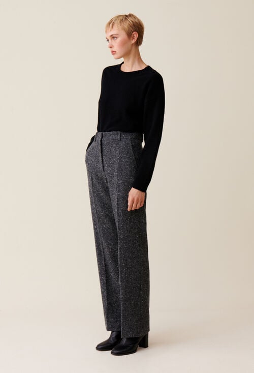 Claudie Pantalon Tailleur Laine Gris Pour Femme