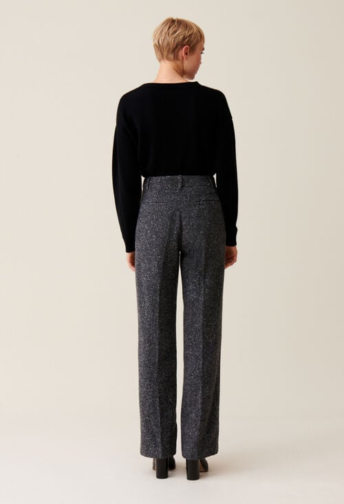 Claudie Pantalon Tailleur Laine Gris Pour Femme