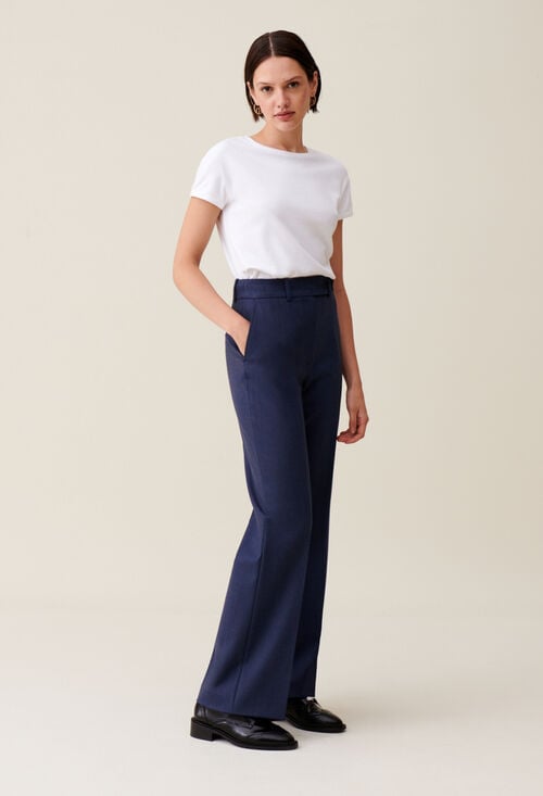 Claudie Pantalon Tailleur Laine Marine Pour Femme