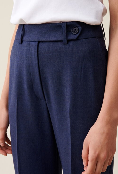 Claudie Pantalon Tailleur Laine Marine Pour Femme