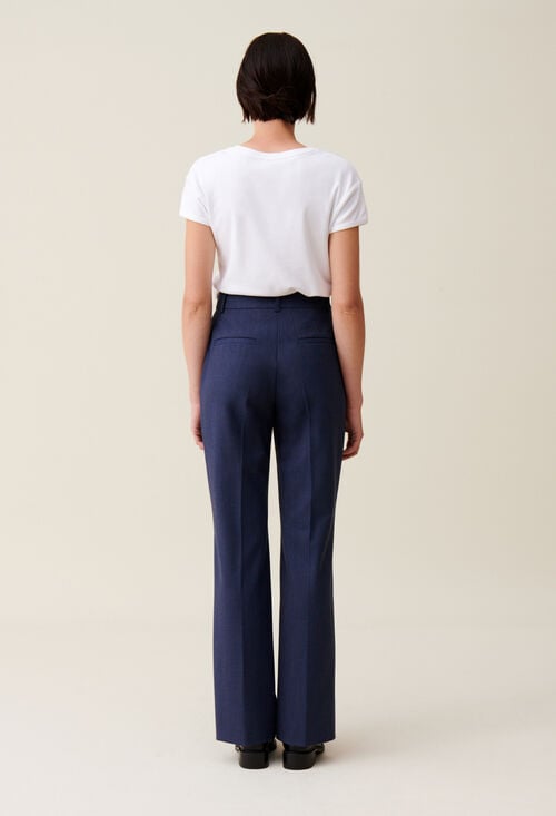 Claudie Pantalon Tailleur Laine Marine Pour Femme