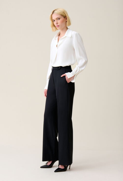 Claudie Pantalon Tailleur Laine Marine Pour Femme