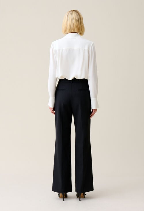 Claudie Pantalon Tailleur Laine Marine Pour Femme