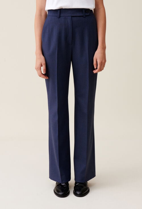 claudie Pantalon tailleur laine marine pour femme