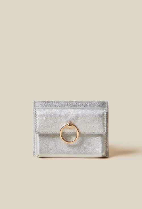 Claudie Porte-carte Anouck Cuir Argenté Pour Femme