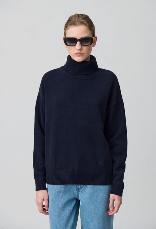 Claudie Pull Cachemire Bleu Marine Pour Femme