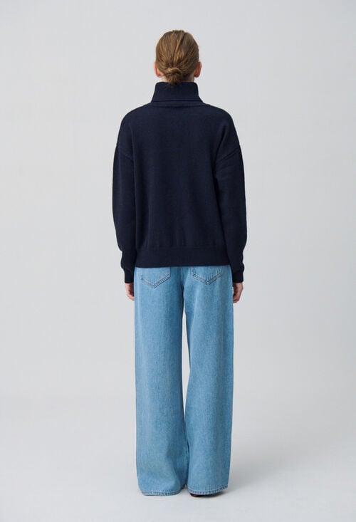 Claudie Pull Cachemire Bleu Marine Pour Femme