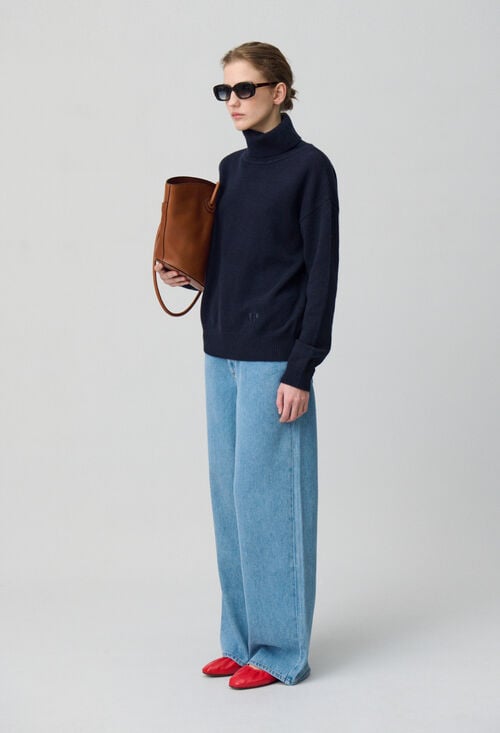 claudie Pull cachemire bleu marine pour femme