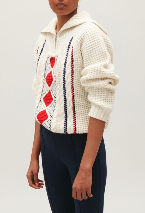 Claudie Pull Camionneur Maille Bicolore Pour Femme