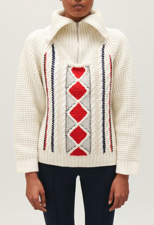 claudie Pull camionneur maille bicolore pour femme