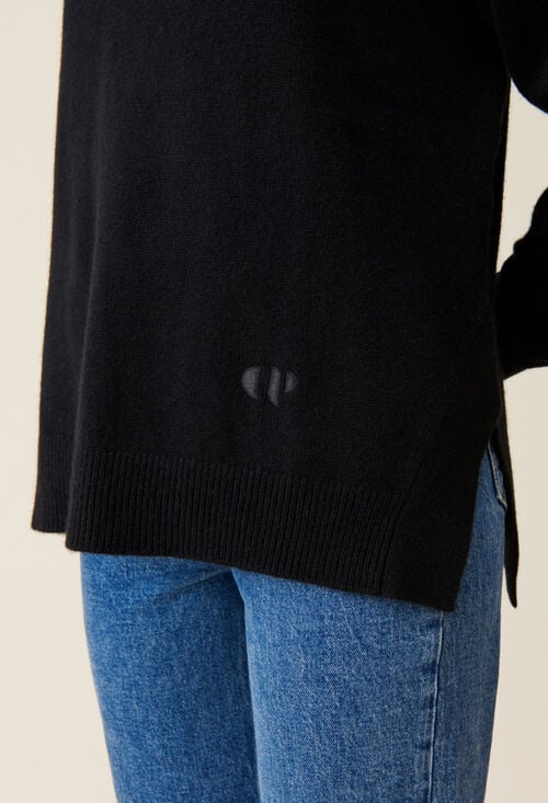 Claudie Pull Col Montant Cachemire Noir Pour Femme