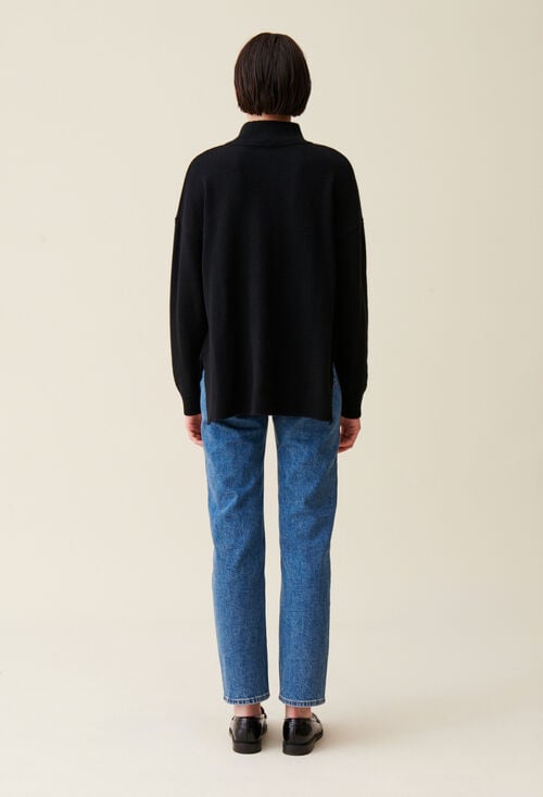 Claudie Pull Col Montant Cachemire Noir Pour Femme