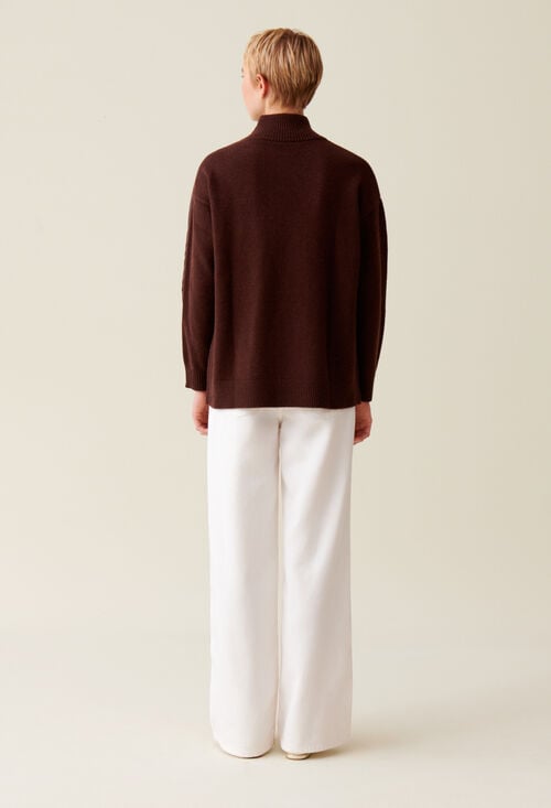 Claudie Pull Col Montant Zippé Marron Pour Femme