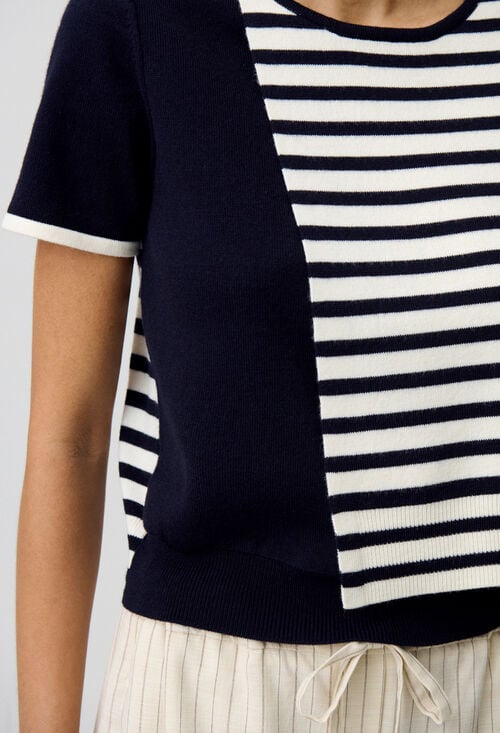 Claudie Pull Court Rabat Marinière Pour Femme