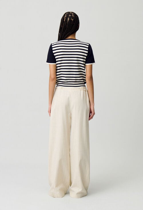 Claudie Pull Court Rabat Marinière Pour Femme