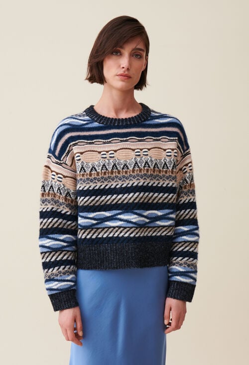 Claudie Pull Court Rayures à Motifs Pour Femme