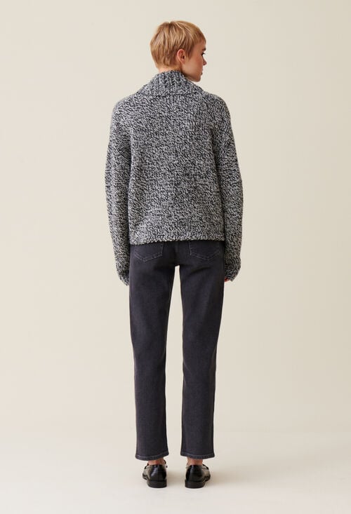 Claudie Pull Grosse Maille Col V Gris Pour Femme