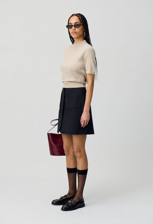 claudie Pull laine col montant pour femme