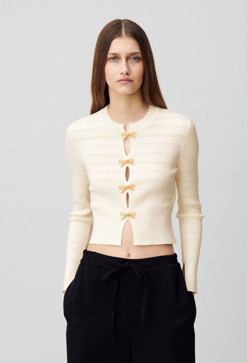Claudie Pull Maille Fine Noeuds Pour Femme