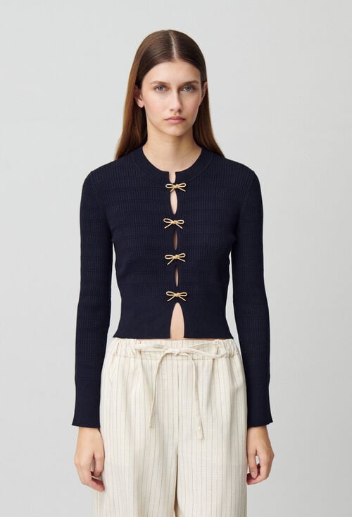 Claudie Pull Maille Fine Noeuds Pour Femme