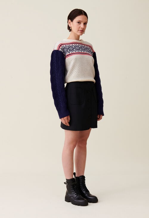 Claudie Pull Maille Motifs Col Rond Pour Femme