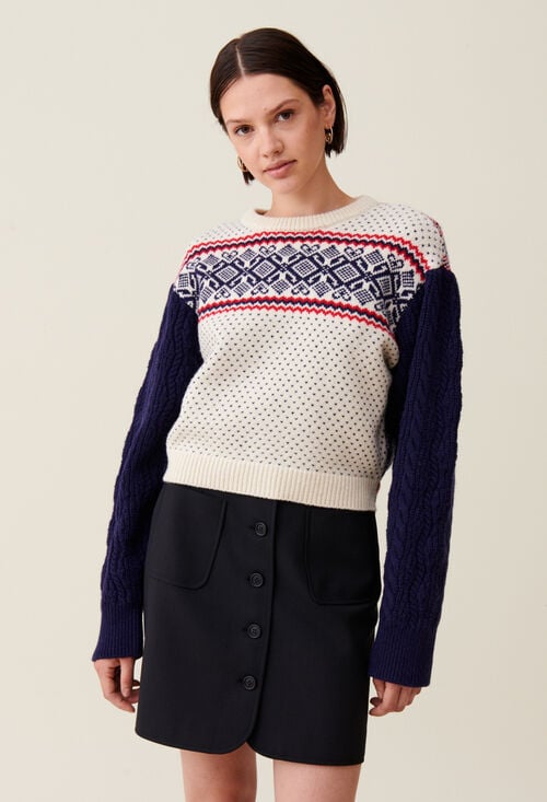 claudie Pull maille motifs col rond pour femme