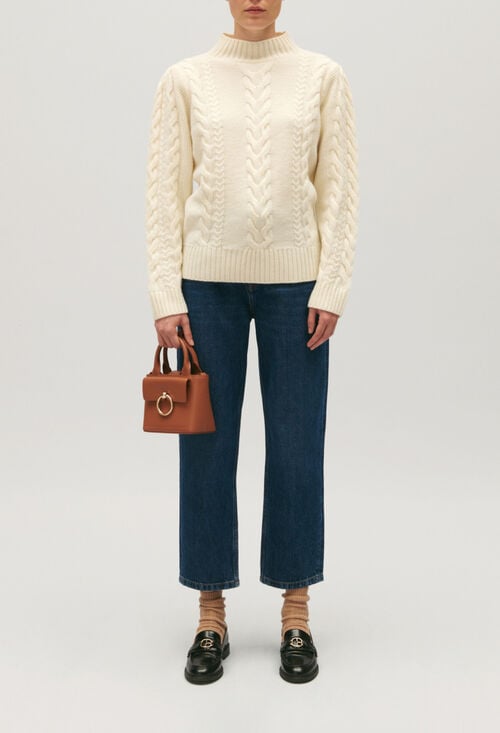 claudie Pull maille torsadée écru pour femme