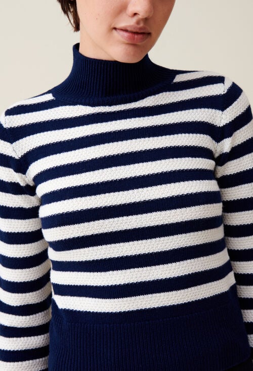 Claudie Pull Marinière Col Montant Pour Femme