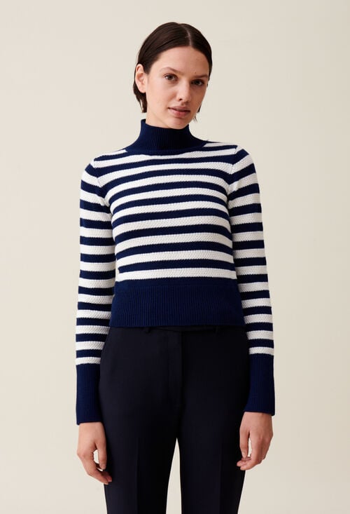 Claudie Pull Marinière Col Montant Pour Femme