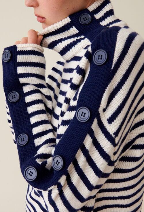 Claudie Pull Marinière Col Montant Pour Femme