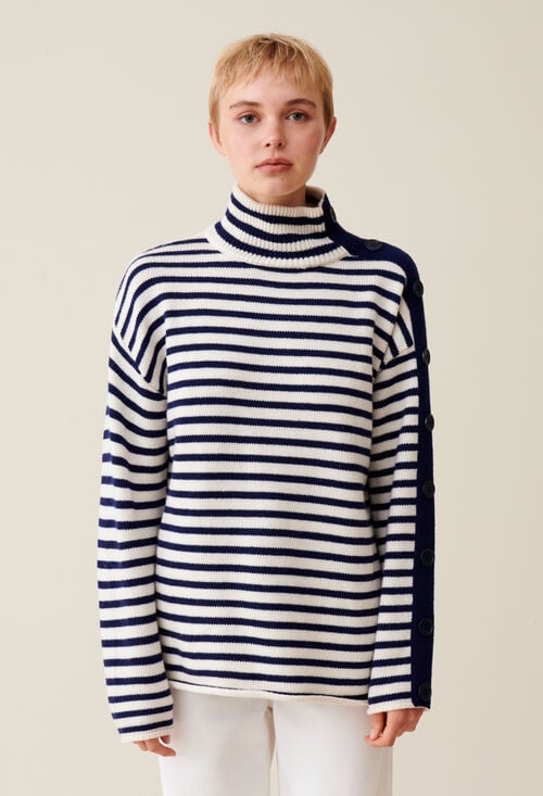 Claudie Pull Marinière Col Montant Pour Femme