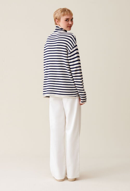 Claudie Pull Marinière Col Montant Pour Femme