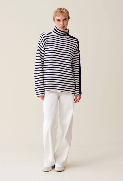 claudie Pull marinière col montant pour femme
