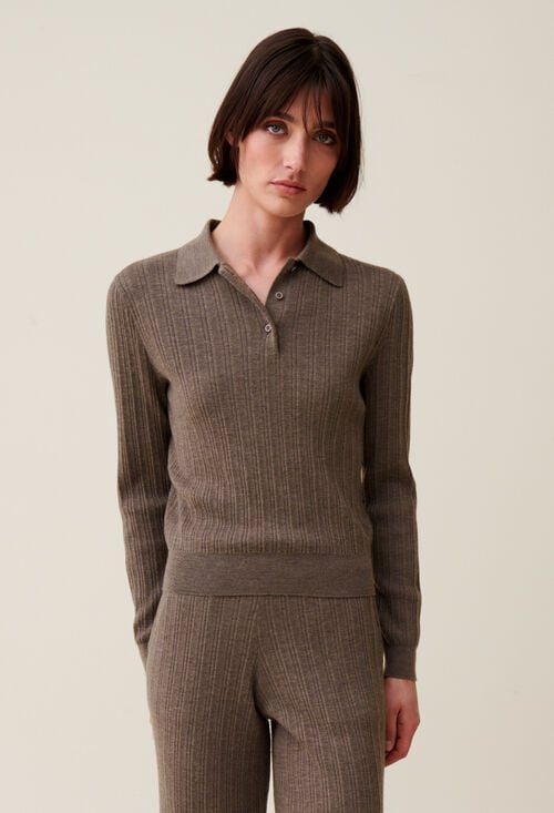 Claudie Pull Polo Côtelé Pour Femme