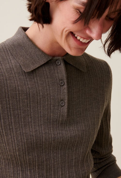 Claudie Pull Polo Côtelé Pour Femme