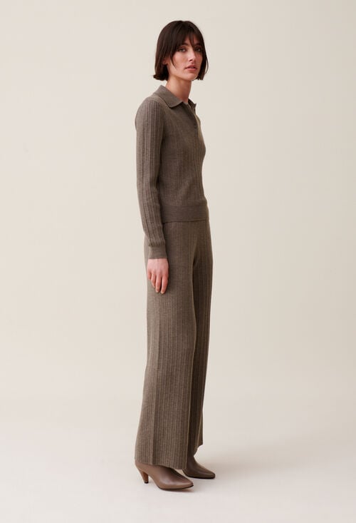 claudie Pull polo côtelé pour femme