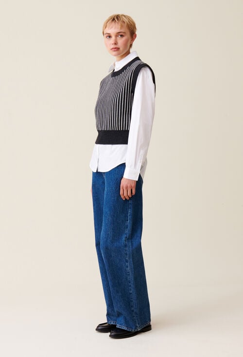 Claudie Pull Rayé Sans Manches Maille Pour Femme