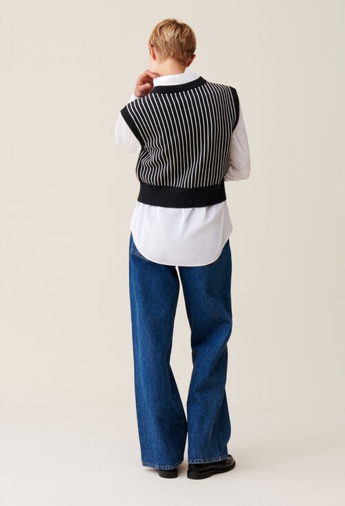 Claudie Pull Rayé Sans Manches Maille Pour Femme