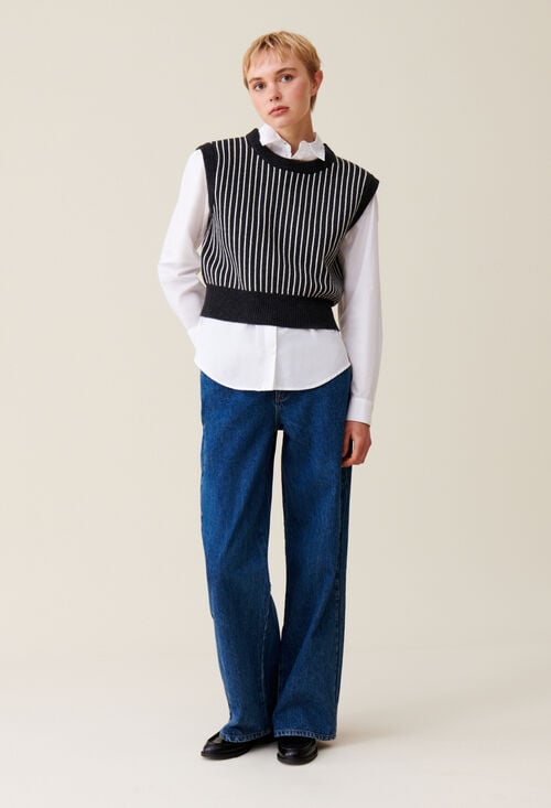 claudie Pull rayé sans manches maille pour femme