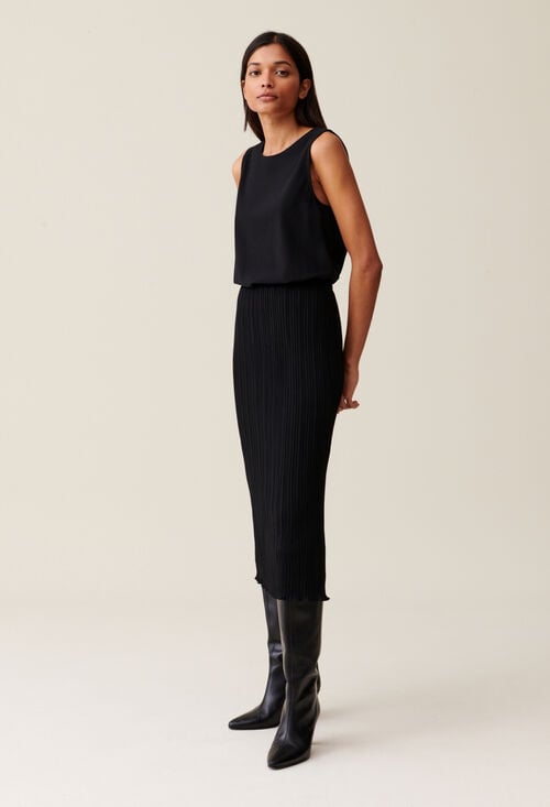 Claudie Robe 7/8ème Col Rond élastiquée Pour Femme