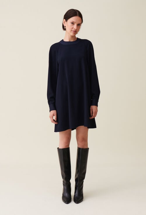 Claudie Robe Babydoll Ceinturée Marine Pour Femme