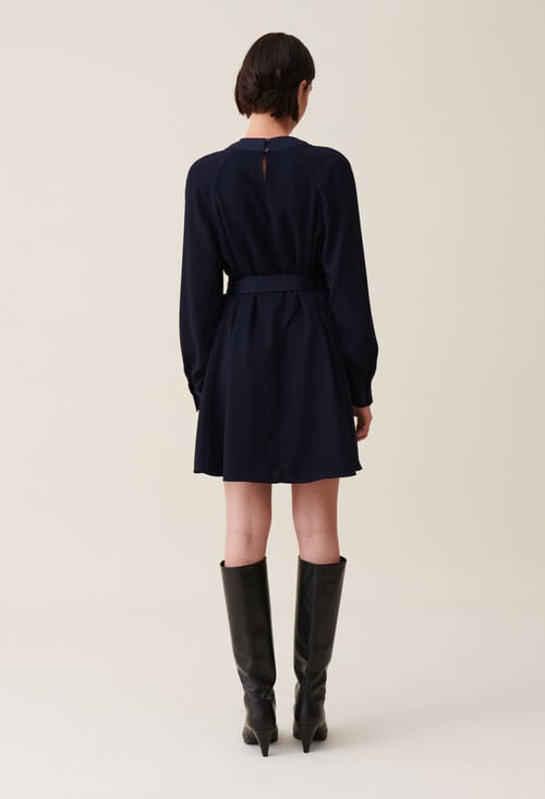 Claudie Robe Babydoll Ceinturée Marine Pour Femme