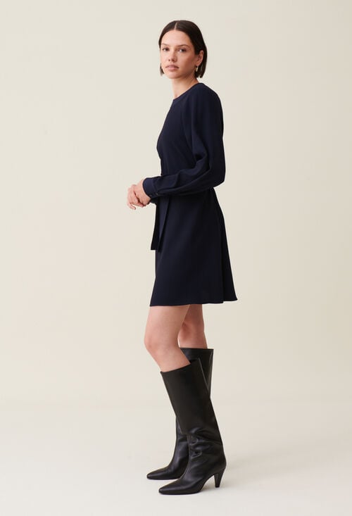 claudie Robe babydoll ceinturée marine pour femme