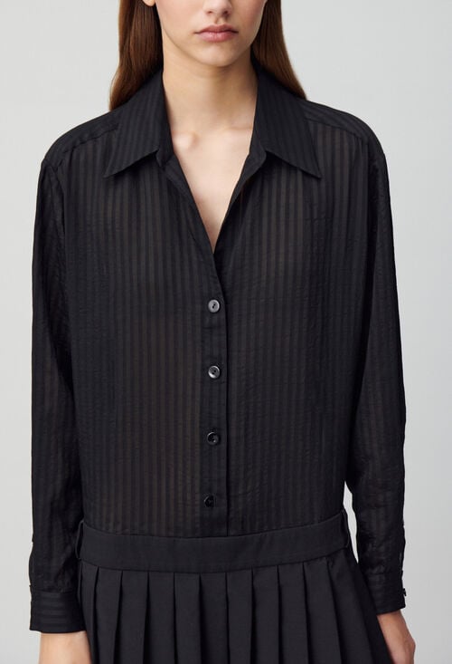 Claudie Robe Bi-matière Rayures Pour Femme